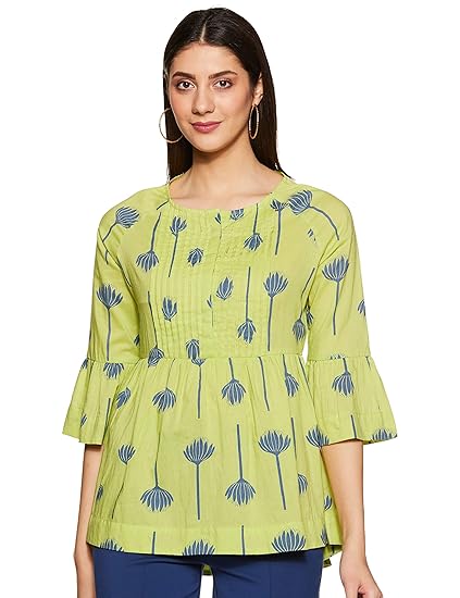 Women's Cotton Short Kurti (SS20MYXCORE19_Green_Small)
