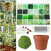 Potchen 1689 Pcs DIY Tulip Beaded and 5 Inch Clay Pot Planter Set, Glass Beads Plant Making Kit with Artificial Moss Storage Box Hanging Rope Green Nature Colorful Crystal Jewelry for Craft