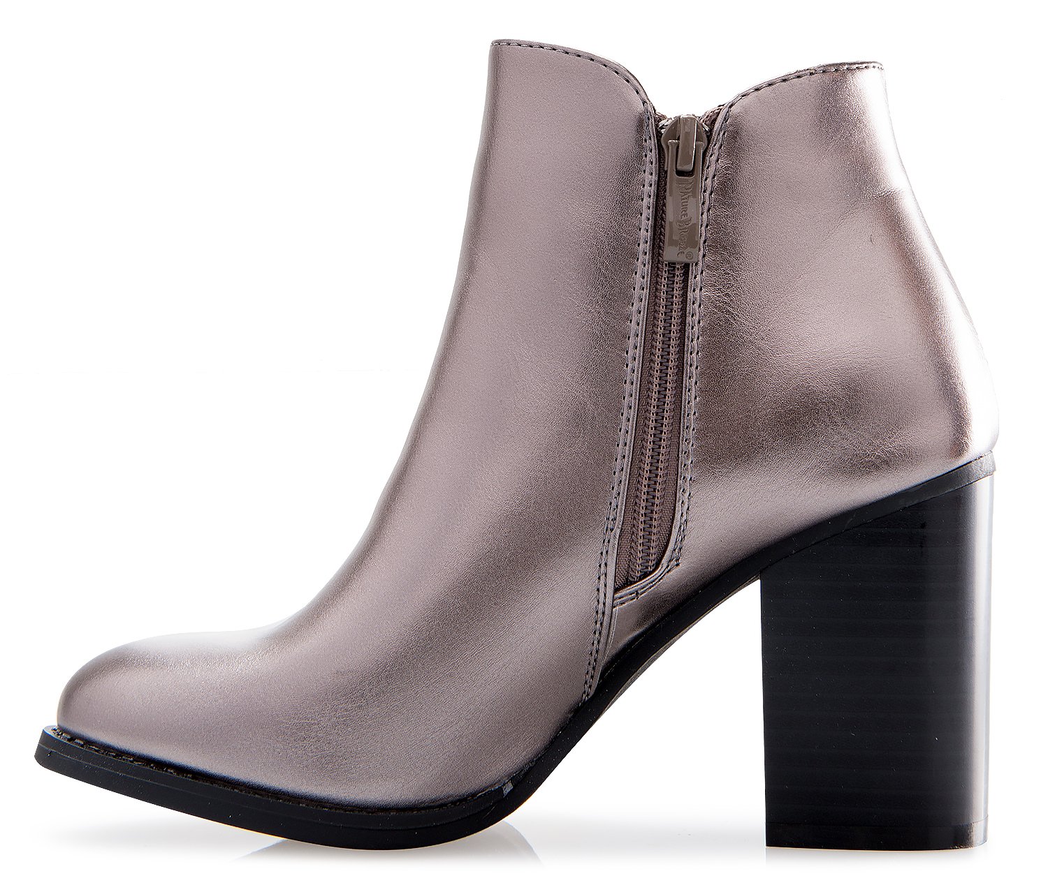 Olivia K Women's Close Almond Toe Block Mid High Stacked Heel Ankle Bootie Side Zipper Decoration - Image 5