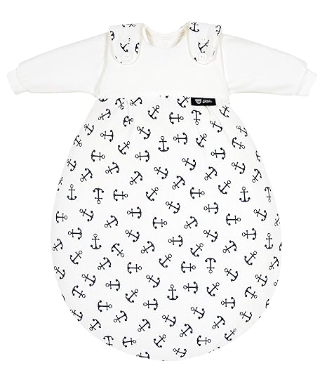 Alvi Schlafsack Baby Mäxchen Single-Jersey weiß/blau Größe 74/80