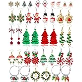 Natonhi 20 Pairs Christmas Earrings for Women, Holiday Xmas Dangle Earrings Bow Tree Bells Snowflake Light Earrings Studs Earrings Set for Bulk Girls Christmas Jewelry Gifts