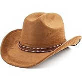 Melesh Western Cowboy Hat for Women Men Small Short Wide Brim Beach Cowgirls Cattleman Cowboys Hats