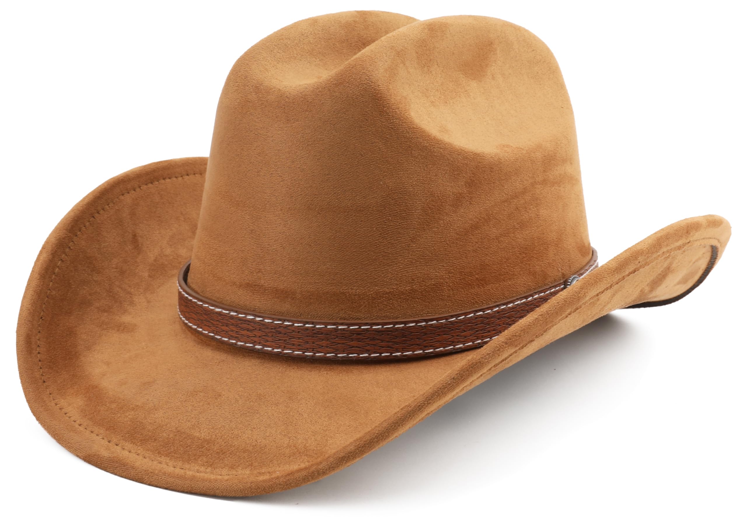 Photo 1 of Melesh Western Cowboy Hat for Women Men Small Short Wide Brim Beach Cowgirls Cattleman Cowboys Hats (US, Alpha, One Size, Brown)