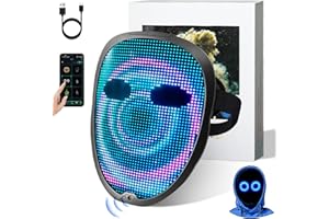 Ompusos LED Mask with Gesture Sensing, Light-Up Transforming Face Cover for Halloween, Christmas, Cosplay & Birthday Parties