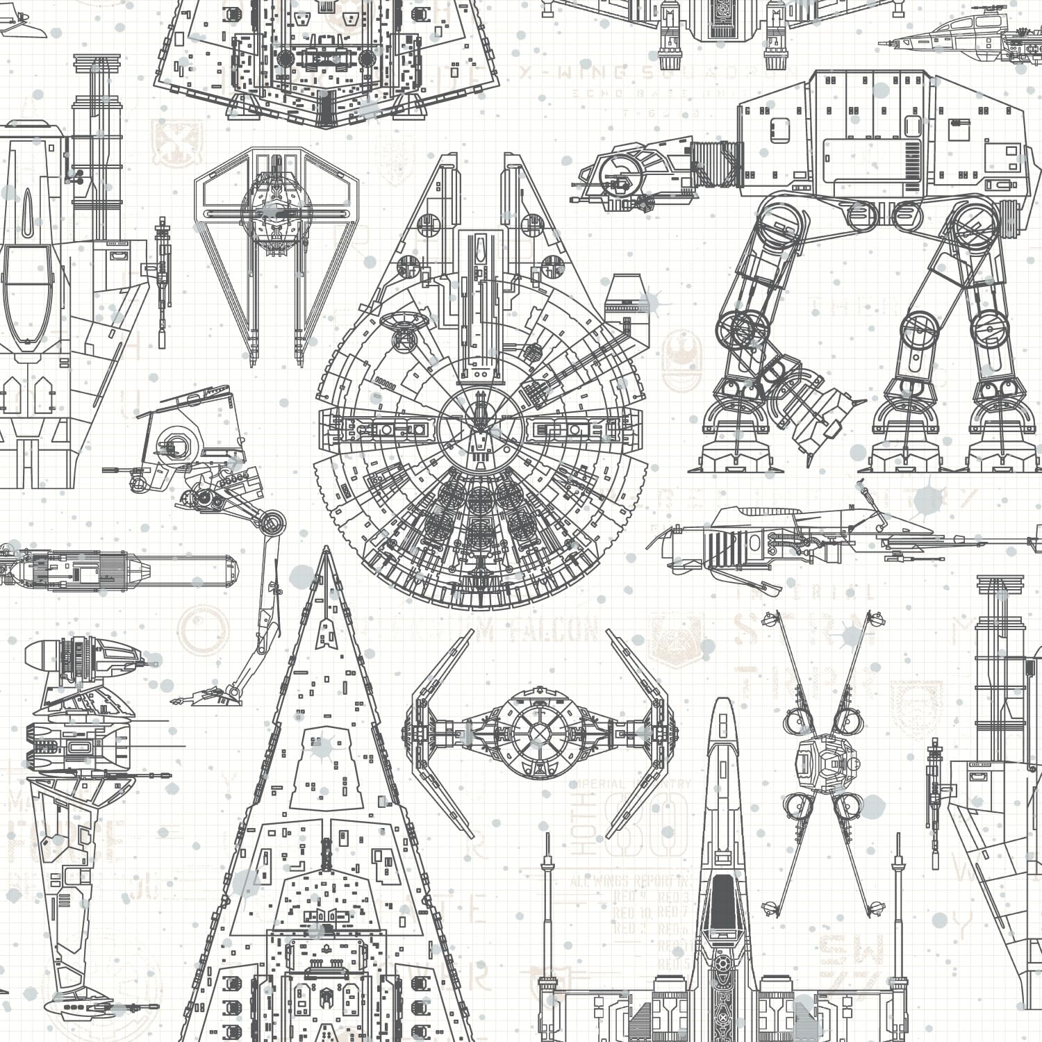 RoomMates RMK11036WP Star Wars Blueprint Peel & Stick Wallpaper, Black, 20.5" x 16.5 feet