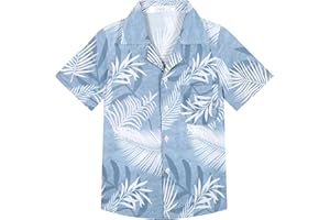 APTRO Boy's Hawaiian Shirt Tropical Beach Casual Summer Shirt with Pocket Short Sleeve 4-15 Years
