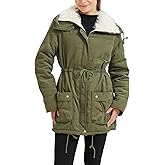 MEWOW Women's Winter Mid Length Thick Warm Faux Lamb Wool Lined Jacket Casual Coat
