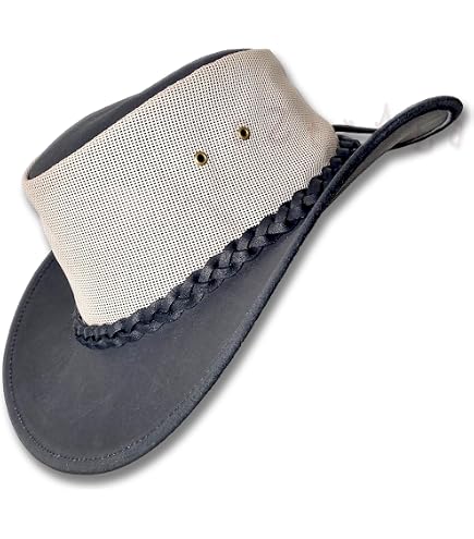 American Hat Makers Sirocco Small Leather Mesh Sun Hat for  display picture 1