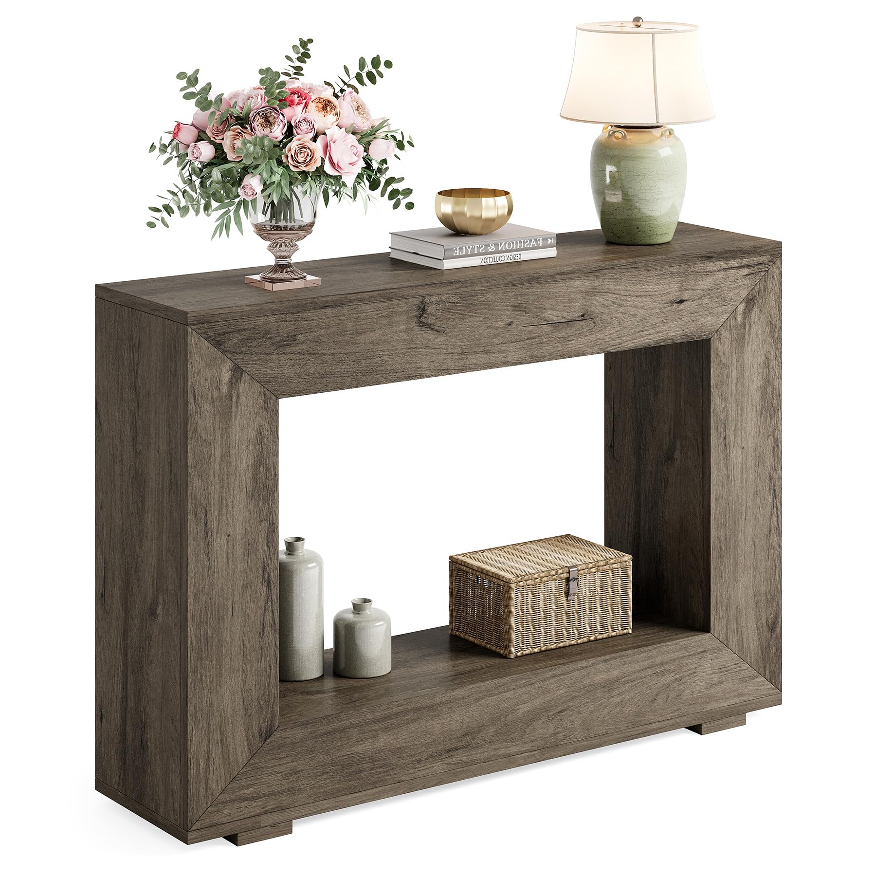 Photo 1 of LITTLE TREE 47 Inches Console Table, Sofa Table with Storage, Modern Entryway Table for Hallway, Narrow Long Sofa Entryway Table for Living Room, Grey