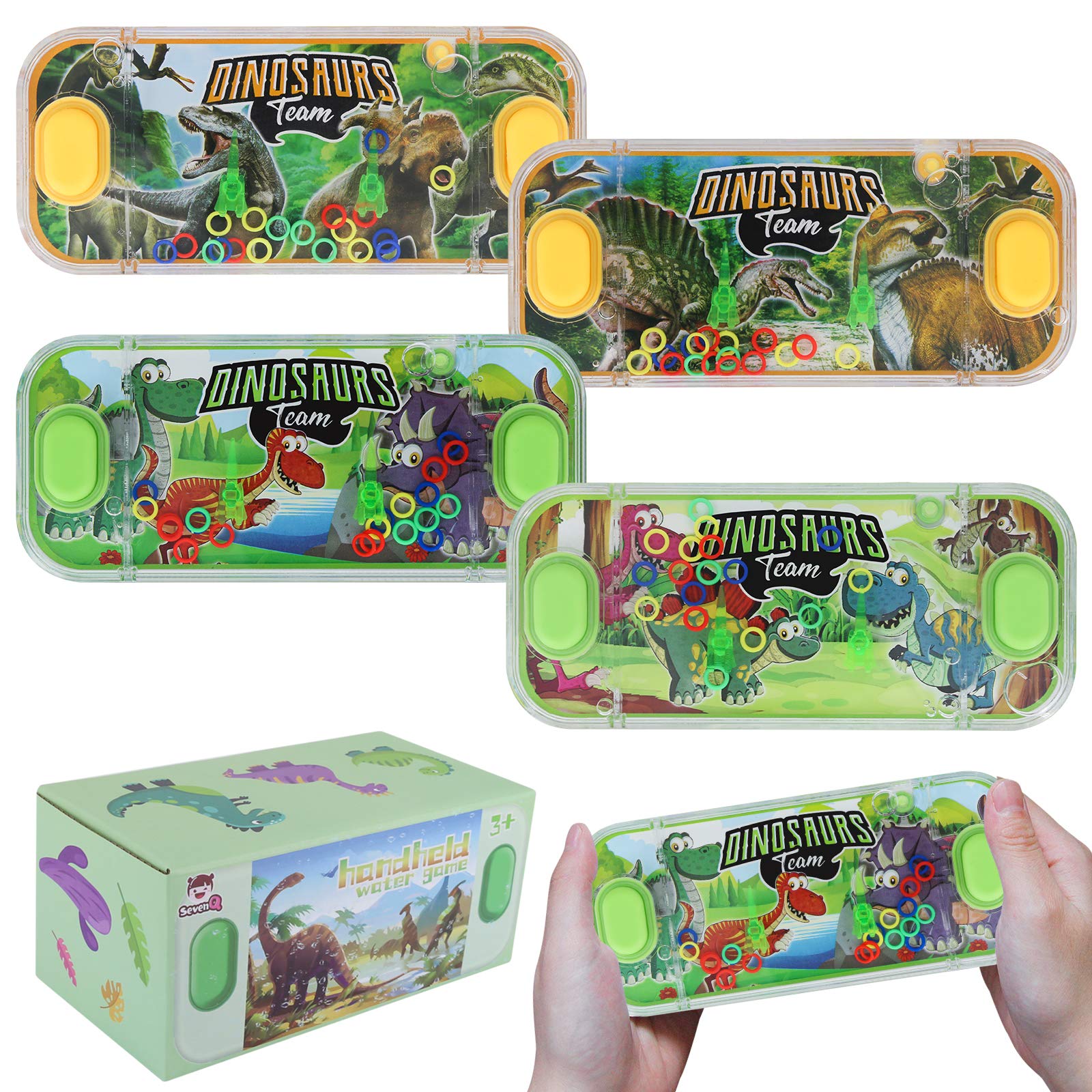 Photo 1 of SevenQ Handheld Water Games, 4 Packs Dinosaur Theme Water Toss Ring Game Aqua Toy Water Ring Game for Kids Stocking Stuffers