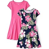 The Children's Place Girls' Plaid Stretch Jacquard Short Sleeve Dress