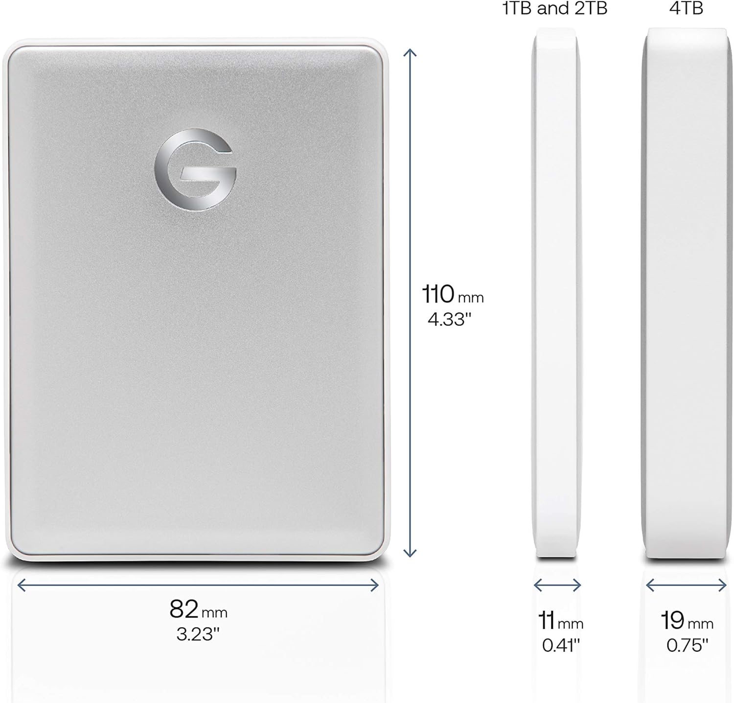 G-Technology 4TB G-DRIVE Mobile USB-C (USB 3.1 Gen 1) Portable External Hard Drive, Silver - 0G10348: Computers & Accessories