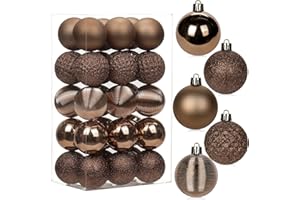 BRIFUL 30PCS 2" Christmas Ball Ornaments Shatterproof Brown Christmas Tree Decorations Xmas Tree Balls Halloween Ornaments Décor