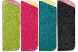 molshine Portable Vegan Leather Small Eyeglasses Pouch,Soft Slip Into Eyeglass Sleeve for Women Men Folding Reading Glasses