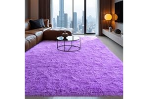 BLIVONTA Purple Area Rugs for Bedroom Living Room, 5x7 Soft Fluffy Fuzzy Shag Plush Furry Carpet, Large Indoor Floor Mat for Kids Nursery Home Dorm Office Decor Aesthetic