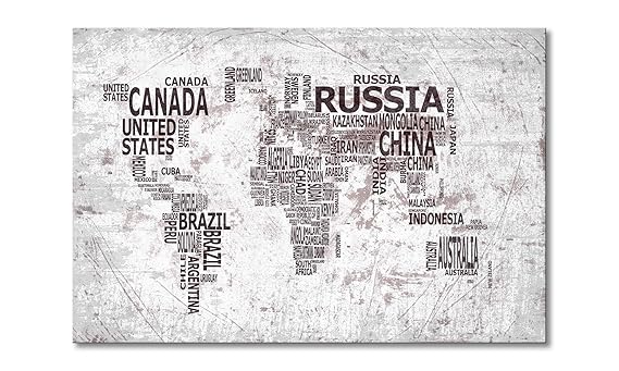 WandbilderXXL® Gedrucktes Leinwandbild'Weltkarte Nr.22' 120x80cm - in 6 verschiedenen Größen. Fertig gespannt auf Holzkeilrah