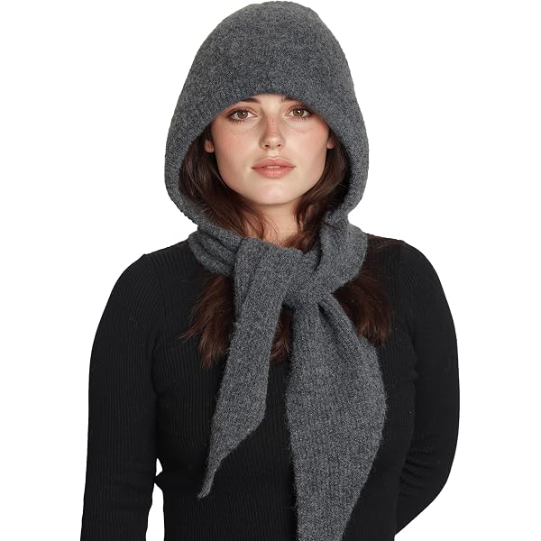 YUONNY 100% Cashmere Hood Scarf, Women Men Winter Warm Knitted
