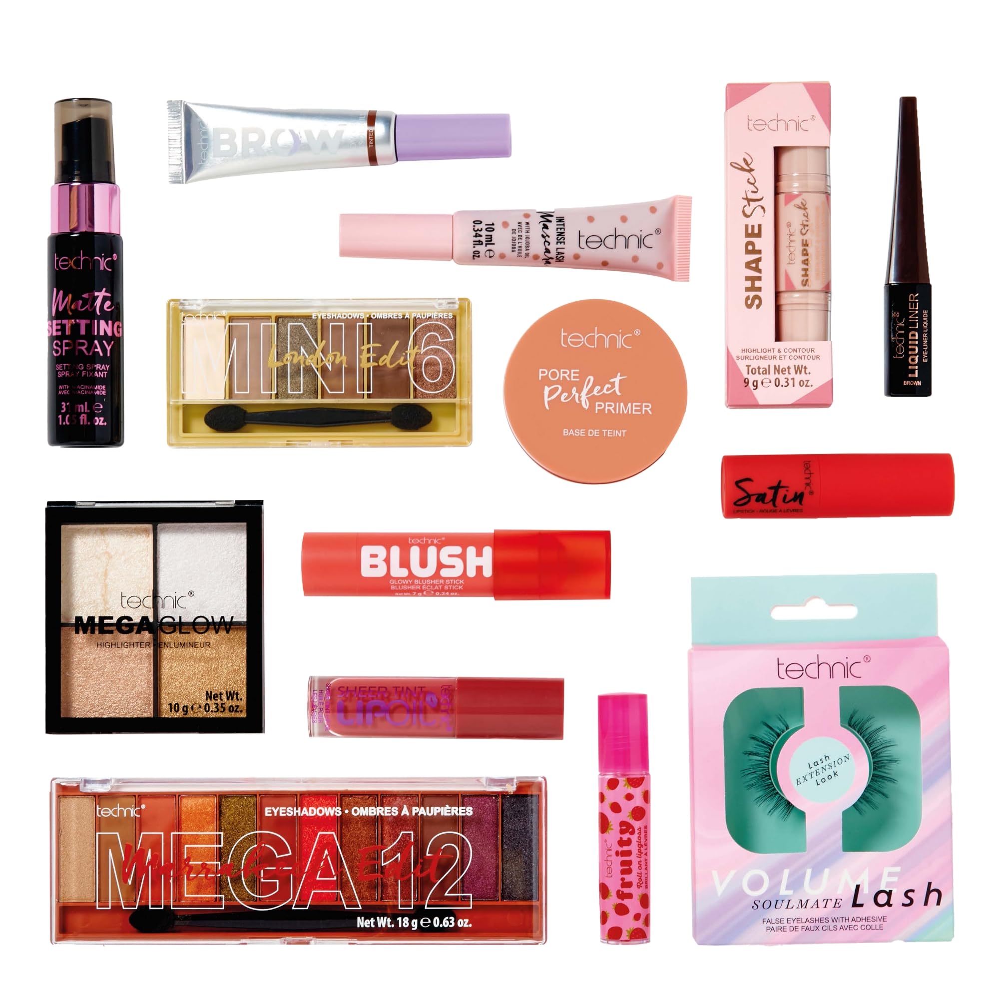 Technic Mega Trends 14 Piece Gift Set - Full Size Cosmetic Gift Box - Products for Eyes, Cheeks, Face & Lips - Perfect for Makeup Enthusiasts - Vegan & Cruelty Free