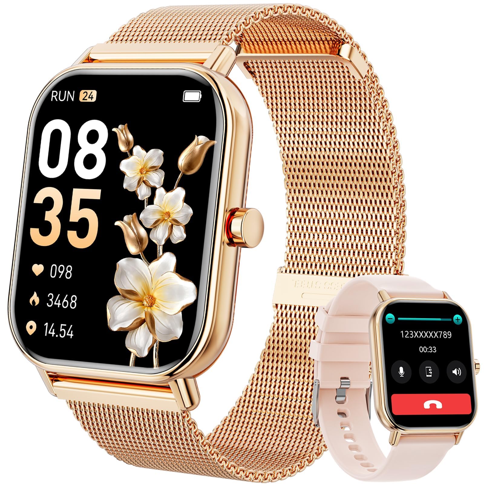 Photo 1 of Haulvean Smart Watch for Women Men, Fitness Tracker Watch for Android Phones iPhone Compatible, 1.85" Smart Watches for Women Men, 110+ Sport Modes Smartwatch (2 Strap)