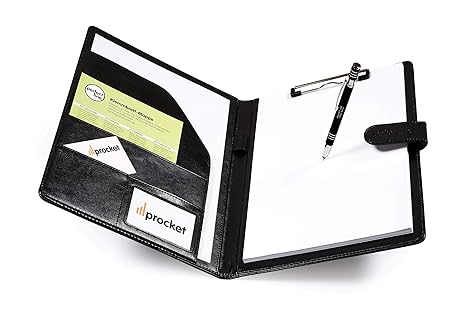 perfect line DIN-A4 Klemm-Brett-Mappe in Leder-Optik, Dokumenten-Tasche in schwarz, Schreib-Mappe mit Magnet-Verschluss, Konf