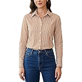 Beninos Striped Button Down Shirts for Women Dress Shirts Long Sleeve Casual Collared Office Work Shirt with Pocket