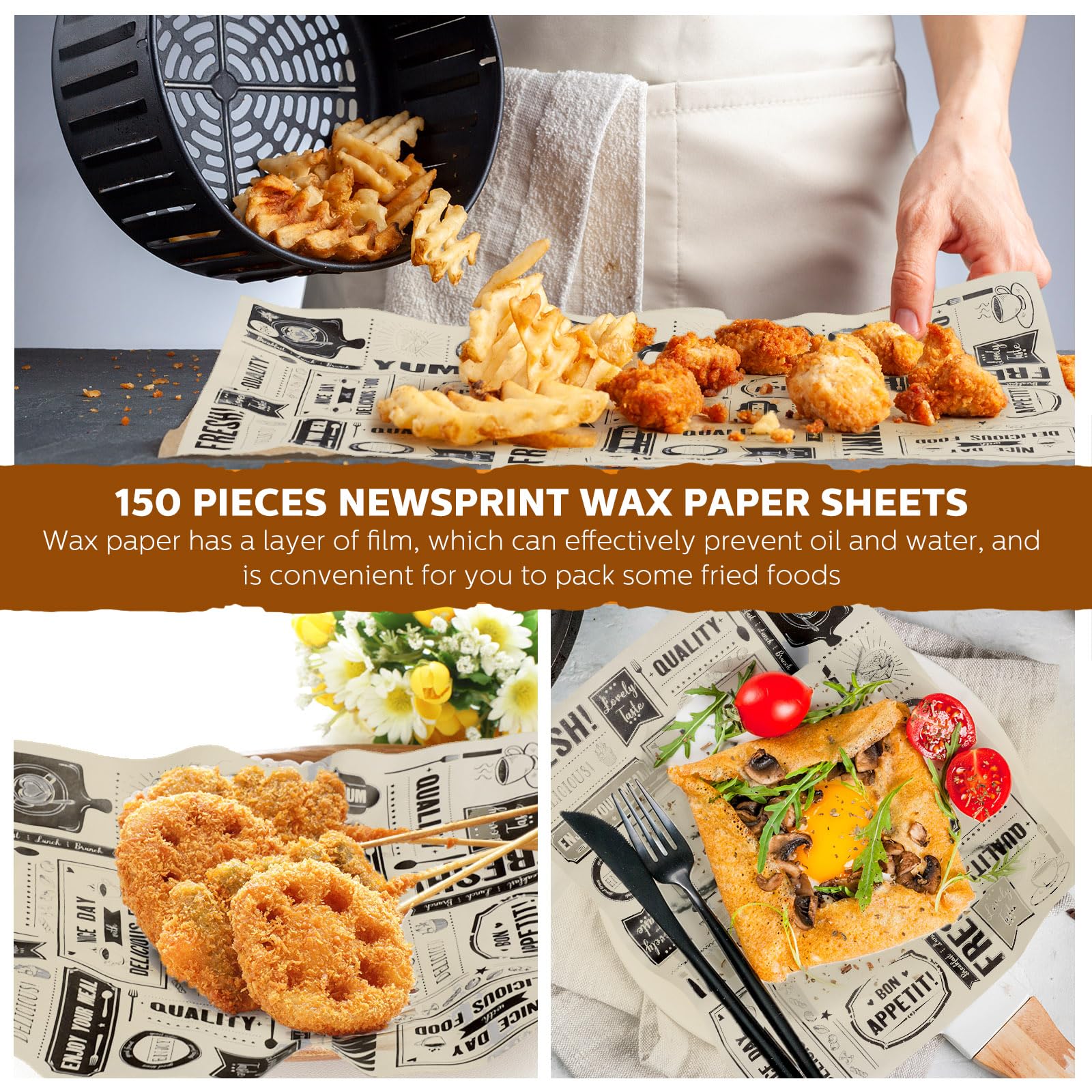 Newsprint Wax Paper Sheets Newspaper Theme Food Wrap Paper Grease