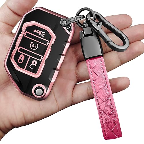 Fob Cover Jeep Wrangler Lanyard Fob Cover With Keychain,Smart Key Case Protector For 2018-21