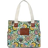 Malirona Women Canvas Tote Bag, Zipper Casual Tote's Handbag Large Capacity Shoulder Bag for Office Shopping Travel