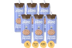 JUBILEE'S Jubilee’s Organic Shelf-Stable, High Protein Milk Boxes for Kids, Chocolate Chip Cookie, Zero Added Sugar, Individual 8 oz Drink (6-Pack)