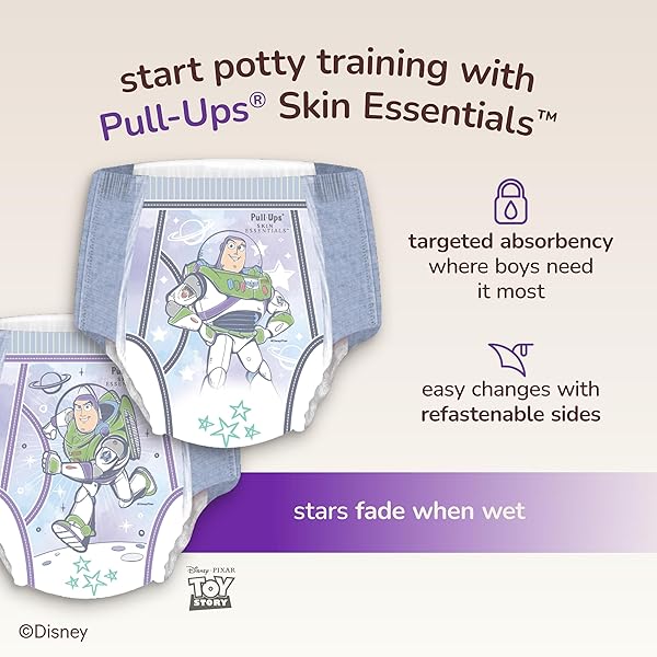 PULL-UPS BOYS’ SKIN ESSENTIALS POTTY TRAINING PANTS, TRAINING UNDERWEAR, 2T-3T (16-34 LBS), 18 CT