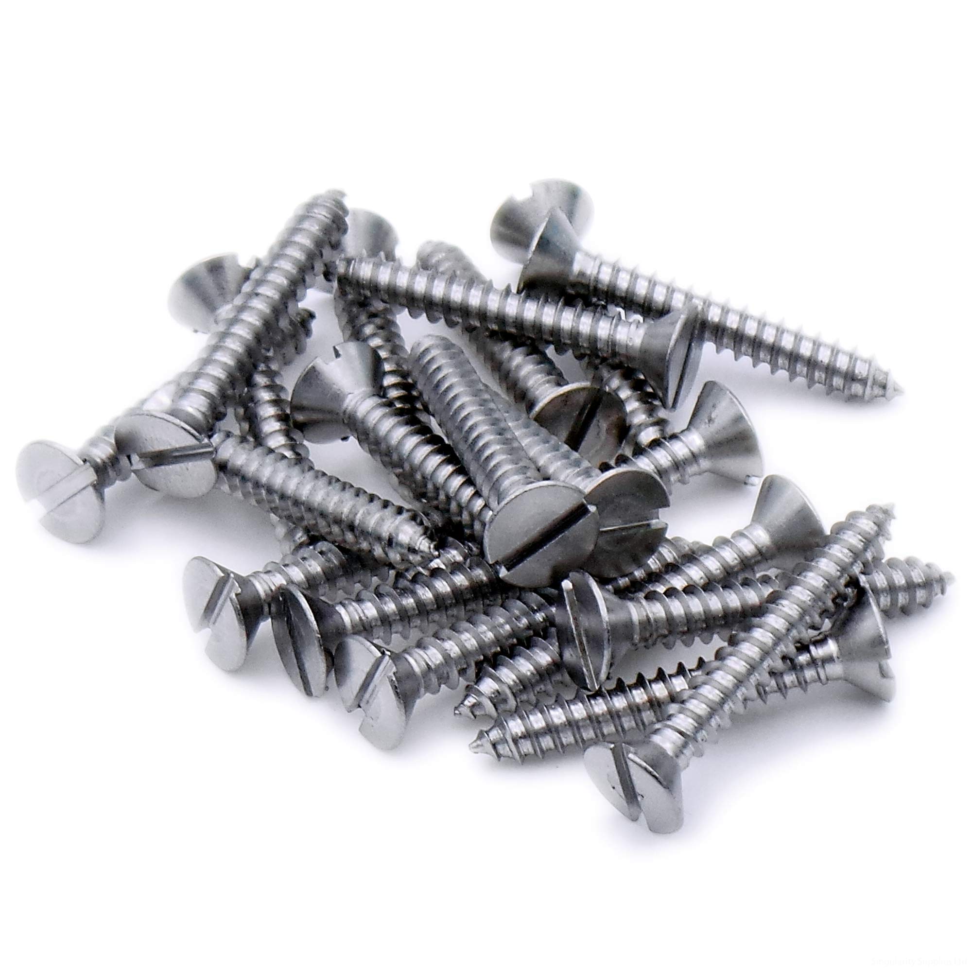 No.7 x 1.5 (3.9mm x 38mm) Slot Countersunk Self-Tapping Screw - Stainless Steel (A2) (Pack of 20)