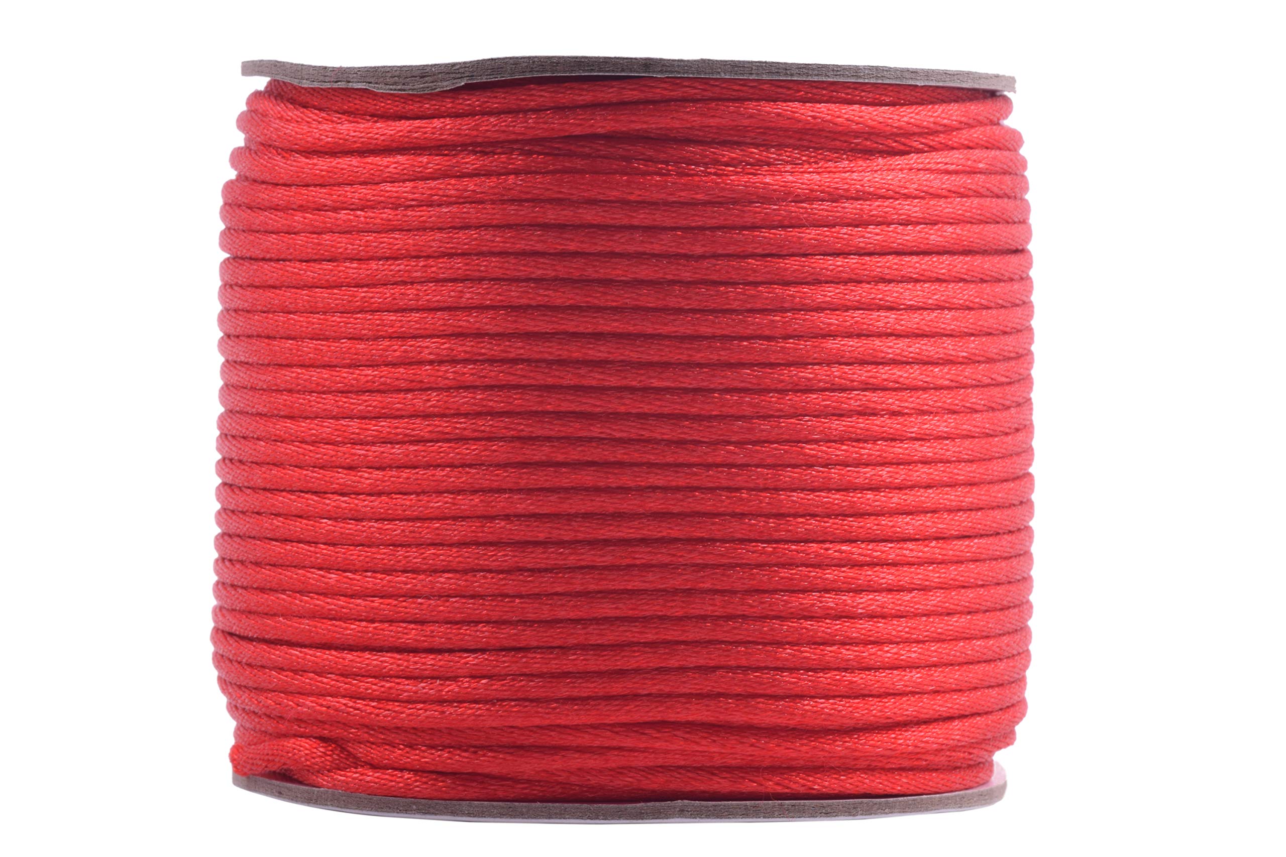 KONMAY 1 Roll 45 Meters 2.0mm Red Rattail Satin Silk Trim Cord Beading String for Chinese Knotting, Kumihimo, Beading, Macramé, Jewelry Making — image 1