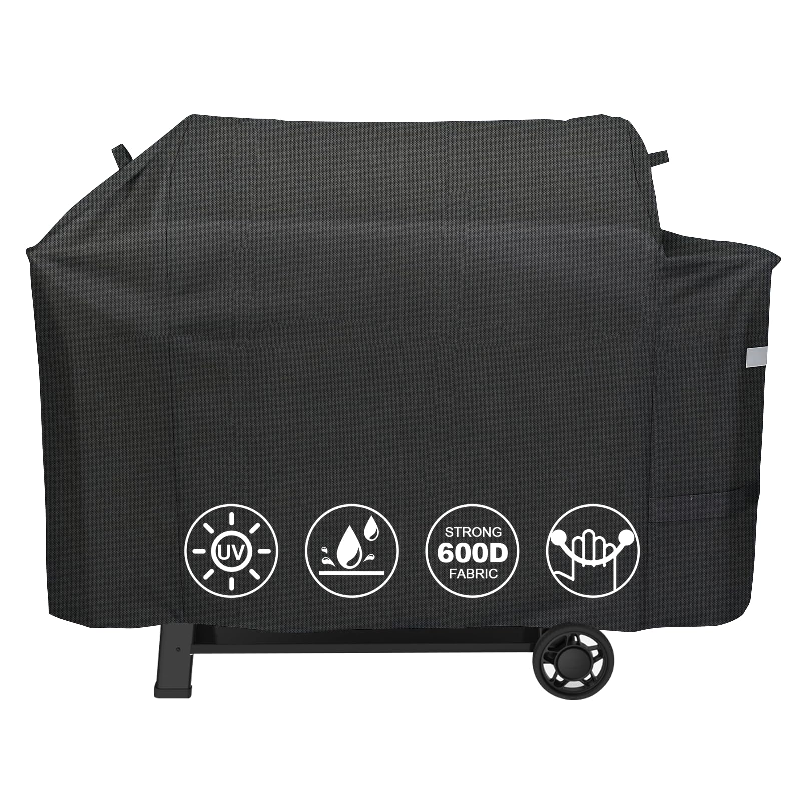 QuliMetal Grill Cover for Weber Searwood XL 600 Pellet - 600D Heavy Duty Tear-Resistant Waterproof Weather Resistant Grill Cover for Weber 3400146,Outdoor BBQ Accessory Image