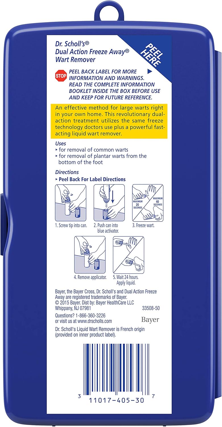Dr. Scholl’s FreezeAway Wart Remover Dual Action, 7 Applications / Freeze Therapy + Powerful Fast Acting Salicylic Liquid to Remove Common and Plantar Warts: Health & Personal Care