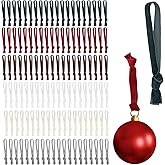 120pcs Velvet Christmas Ornament Hangers Ribbons, HSSZXFR Elastic Expansion Hand Tied String, Thin Ribbon Hanging Decoration for Christmas Tree Doors Window Wreaths