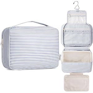 Narwey Hanging Travel Toiletry Bag for Women, Large Makeup Cosmetic Bag | Portable Bathroom Travel Bag for Full Size Toiletri