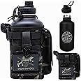 Iron Infidel Battle Bottle - Half Gallon Insulated Water Bottle with Paracord Handle - Large 64 oz Stainless Steel Water Jug & Rugged, Removable Sleeve For Keys, Wallet, Phone (Black Camo 2 Liter)