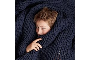 Bearaby Hand-Knit Kids Weighted Blanket - Chunky Knit Blanket - Sustainable, Breathable, and Calming - Machine Washable for Easy Maintenance (Midnight Blue, 6 lbs)