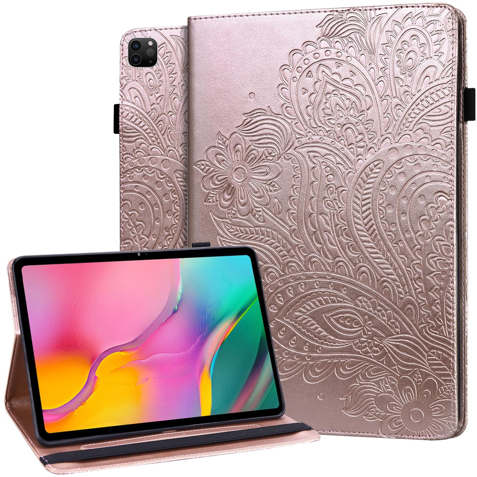 GLANDOTU Case for iPad Air 11 Inch 2026/2025/2024 (M4/M3/M2),iPad Pro 11 Inch (2022/2021/2020/2018)/iPad Air 6th/5th/4th Gen Case,lightweight Embossed Flip PU Leather Tablet Cover with Stand-RoseGold