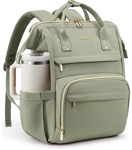 benhily travel backpack Himawari with USB Charging Port 15.6 Inch Doctor Work Bag laptop backpack for Women&Men(9001- Olive Green-24#) Size (See 