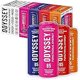 Odyssey Functional Energy Drink for Focus, Cognition & Mood Support 12 Pack - Adaptogenic Drink with 85mg Green Tea Caffeine, Lion’s Mane, Cordyceps, L-Theanine & Ginseng, Variety Pack