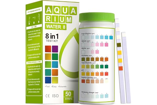 AAwipes Aquarium Ammonia Test Strips 8-in-1 | 50 Strips | Quick & Accurate Water Testing for Freshwater & Saltwater Tanks -Te