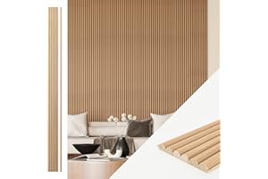 Art3d Fluted Wood Panel for Wall and Ceiling, Beaded Accent Molding for Home Decoration, Pack of 4pcs + 1pc End-Trim, Size 108 x 5.7in.- Beaded Oak