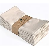 FINGERCRAFT Dinner Cloth Napkins, Cotton Linen Blend 12 Pack Natural Premium Quality, Mitered Corners for Every Day Use Napkins are Pre Shrunk and Good Absorbency Christmas Cloth Napkins Ivory