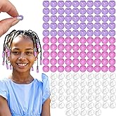 150 Pcs Glitter Silicone Hair Beads for Women Girls Braids, Soft Colorful Pony Beads Bulk for Kids Girls Women Hair Accessories for Braids(Purple)