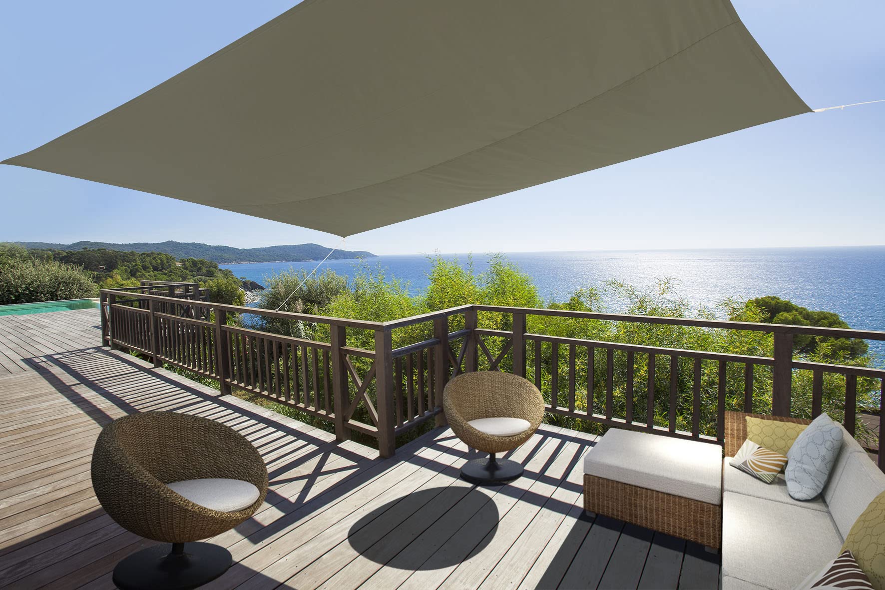 IDEPRICE Rectangular Sun Shade Sail 3 x 4 m Khaki