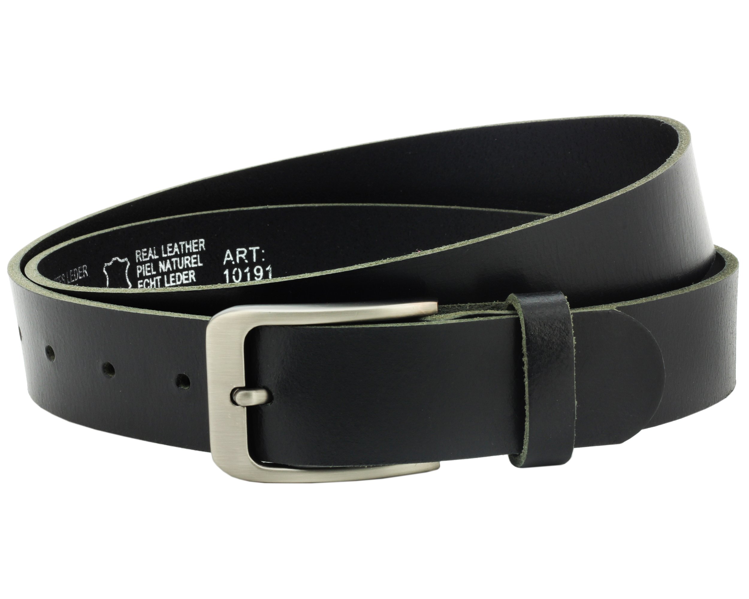 Vascavi Vollledergürtel aus Büffelleder in schwarz, 35mm breit und ca. 3-4mm stark, Gürtel, Ledergürtel, Jeansgürtel, kürzbar, Herrengürtel, Damengürtel, (90 cm Gesamtlänge 100 cm) 2