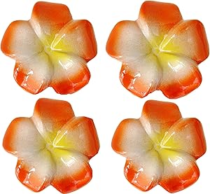 Floating Ceramic Flowers for Pond - Enchanted Garden Decoration, Water Fountain Outdoor Fairy Garden Accents - 3 Inch (Set of 4 Tangerine)