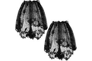 HIPIHOM 2Pcs Halloween Lampshades Black Lace Spider Window Wag Fireplace Mantle Scarf for Halloween Home Decor, 18 X 60 inch