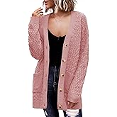 Zeagoo Womens 2026 Long Sleeve Chunky Cable Knit Fall Cardigans Sweaters Button Down Open Front Outerwear with Pockets